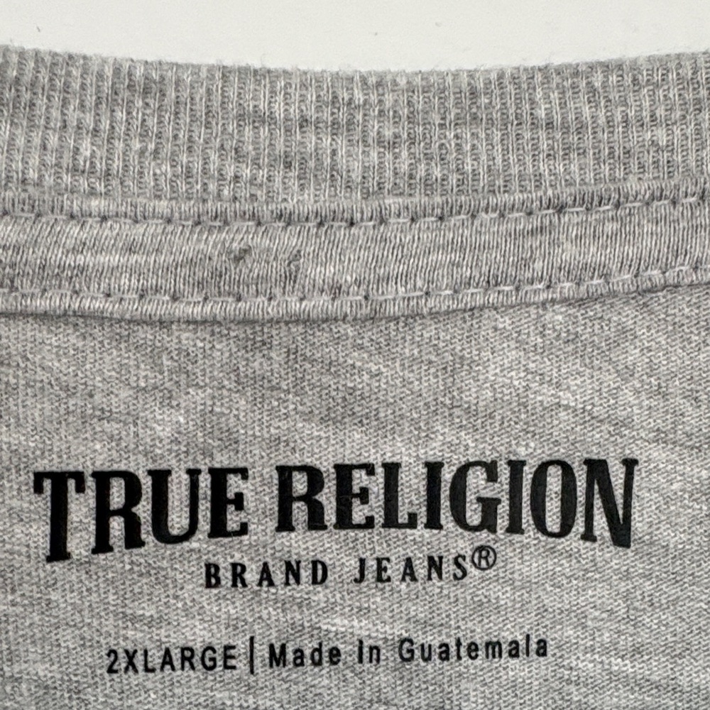 True Religion Gray Short Sleeve Logo Tee Size XXL - Picture 6 of 8